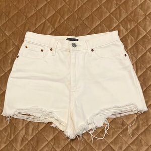 White Abercrombie Distressed Jean Shorts